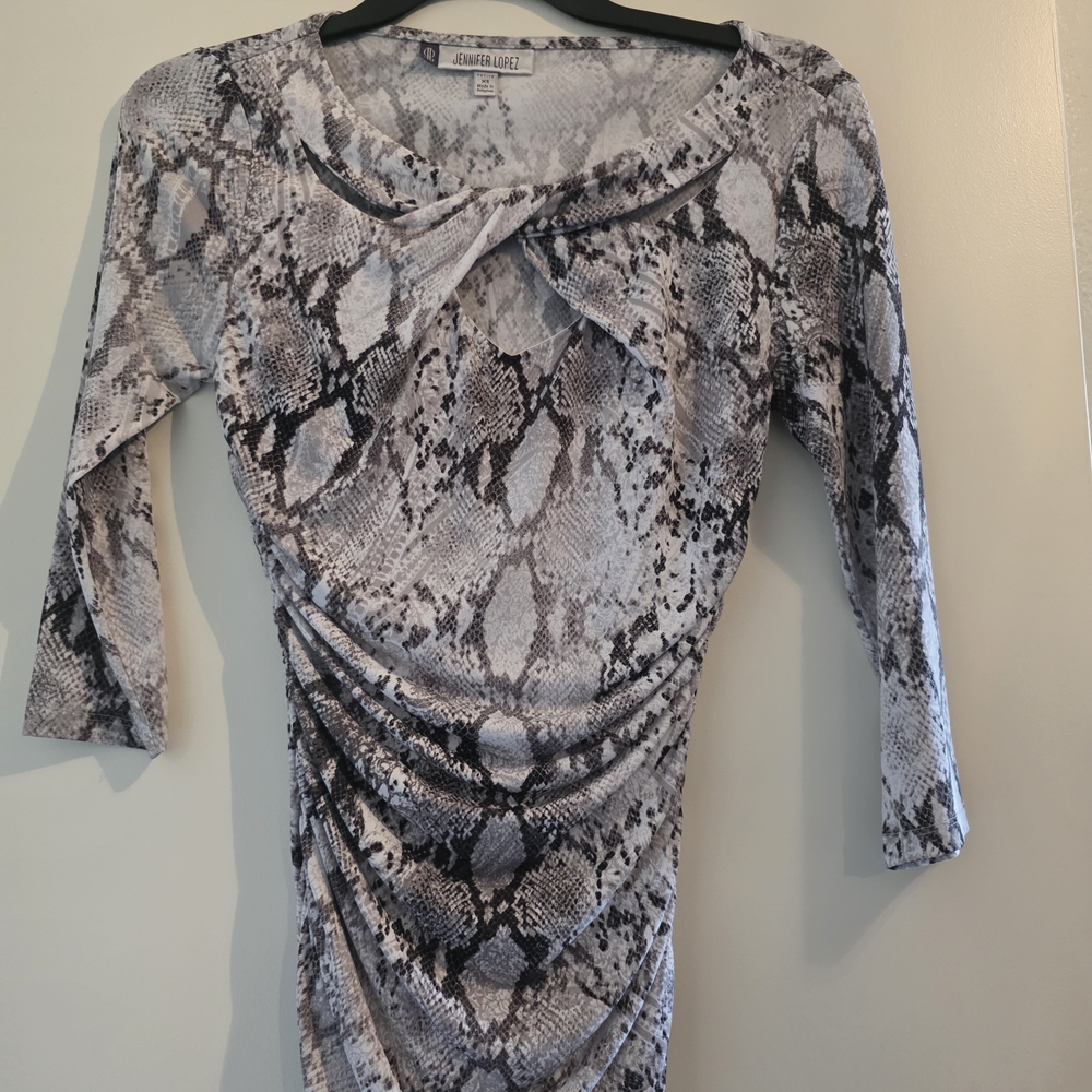 Jennifer Lopez Monochrome Snake Print Dress